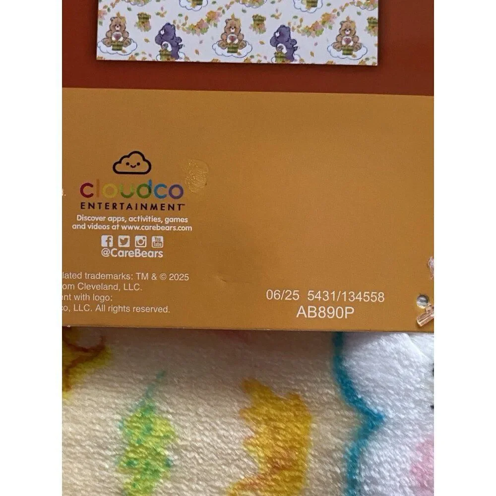 Care Bears Autumn Fall Leaves‎ 60 X 90” TWIN Sz Throw Blanket Yellow NEW